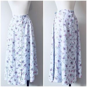 Southern Lady Pastel Purple Rose Midi Maxi Skirt Floral Large 14 Button